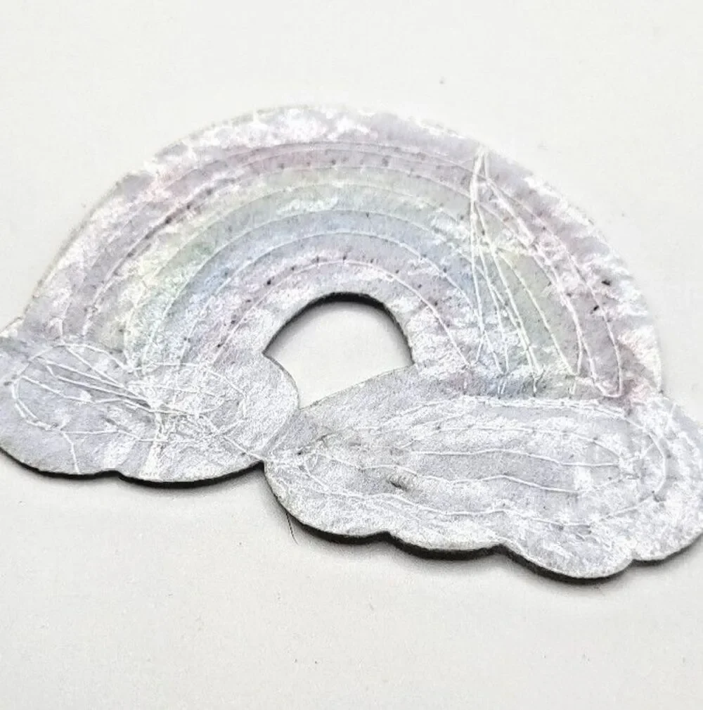 Sequin Rainbow Iron On Patch Applique 3in by 2in